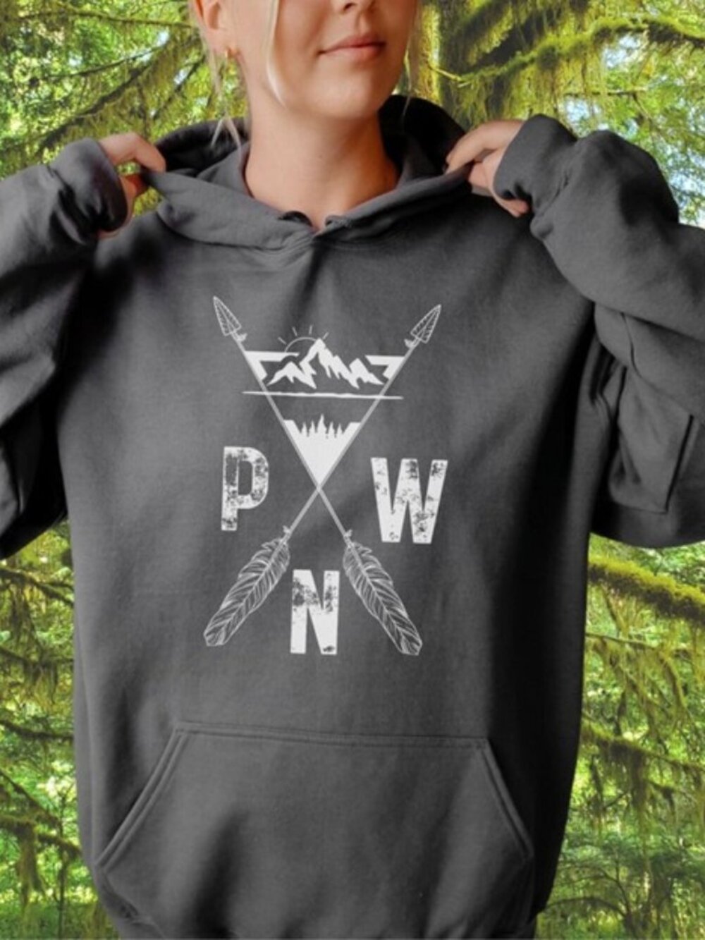 NWOT Black Graphic PNW Hoodie